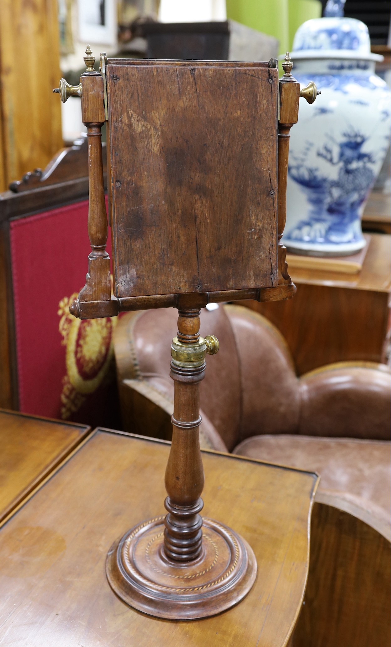 A George III inlaid mahogany zograscope, 62cms high